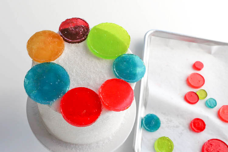 Arranging the Candy Circles on the Cake | Erin Bakes | Erin Gardner