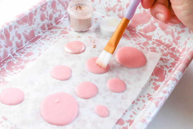 Adding the Shimmer Dust to the Chocolate Dots | Erin Gardner | Erin Bakes