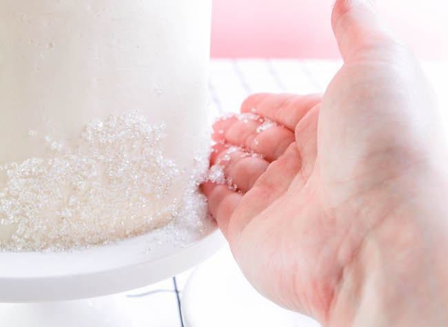 Adding Sanding Sugar to the Raspberry Rose Cake | Erin Gardner | Erin Bakes