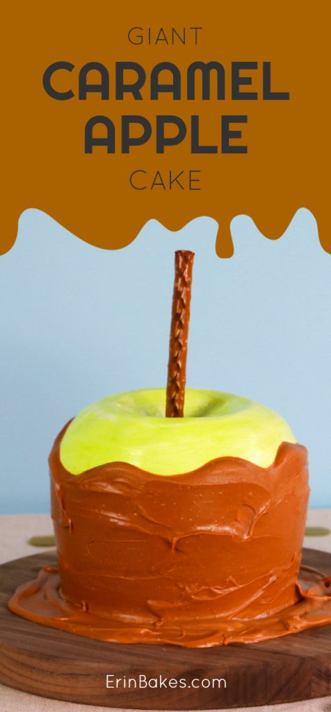 This giant caramel apple cake is SO much easier to make than it looks! It's the perfect centerpiece for any fall celebration.