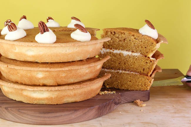 Pumpkin Pie Layer Cake filled with Cream Cheese Frosting