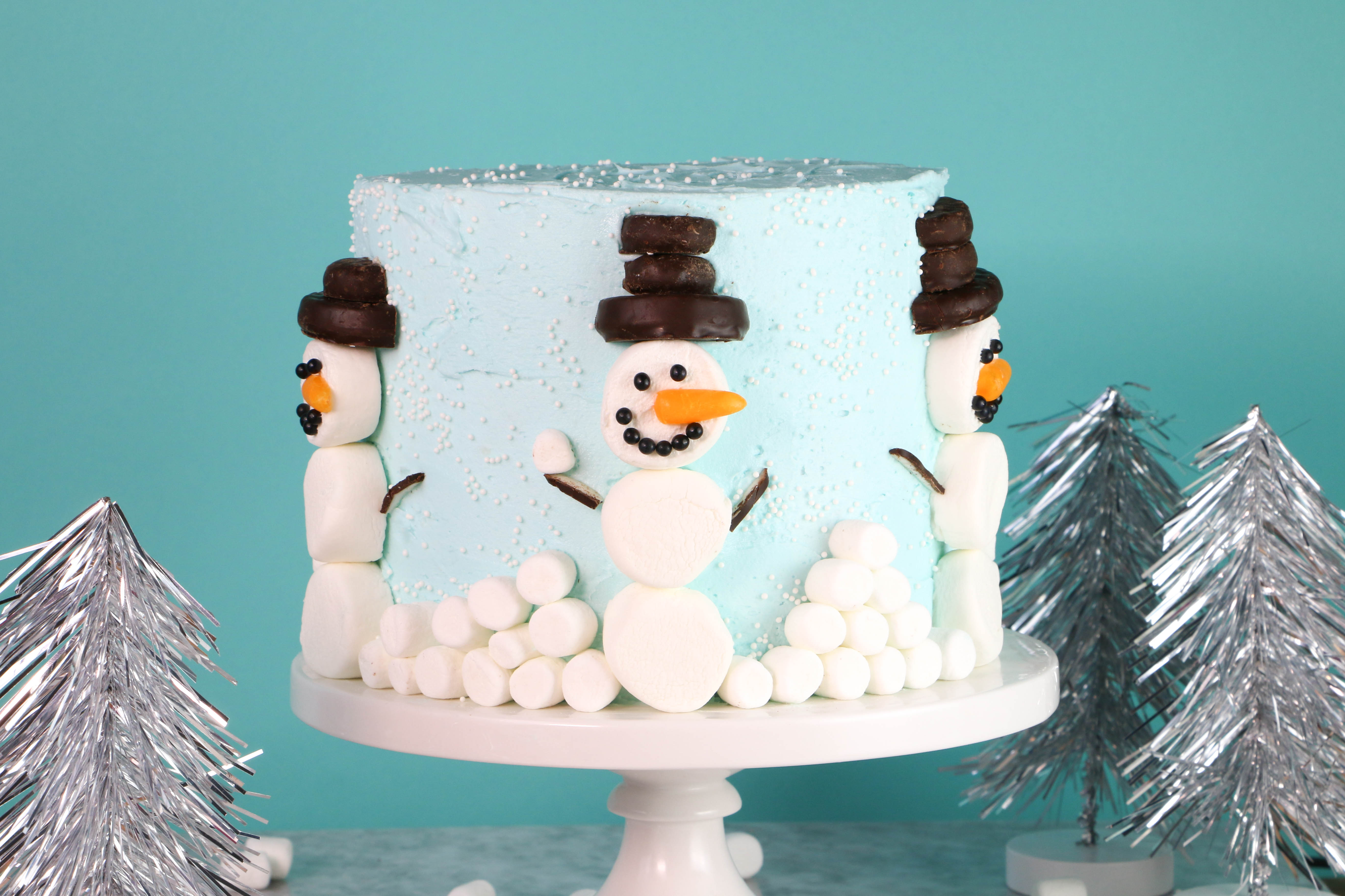 Easy Marshmallow Snowman Cake