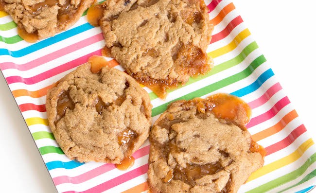 Procrastibaking Brown Sugar Butter Crunch Cookies on a Rainbow Platter by Erin Gardner