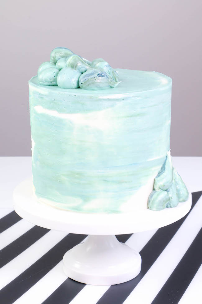Blue and Green Base for the Mermaid Tail Skeleton Cake | Erin Bakes