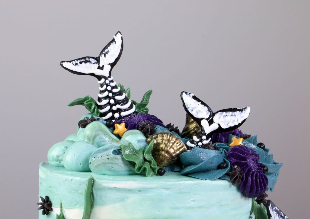 Top of the Mermaid Tail Skeleton Cake | Erin Bakes