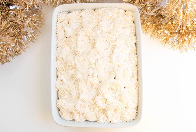 Sheet Cake Finished with Piped American Buttercream | Erin Bakes