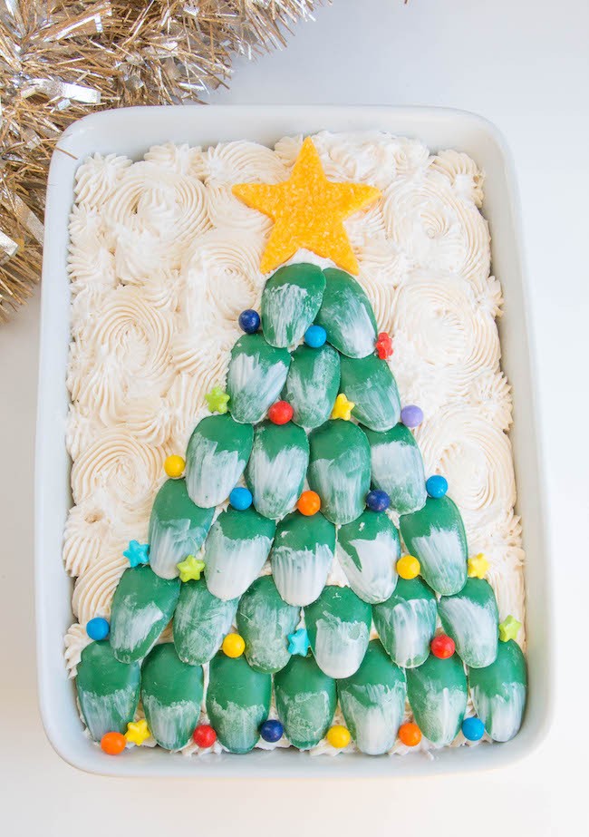 Chocolate Christmas Tree Sheet Cake Decorated with Candy | Erin Bakes 